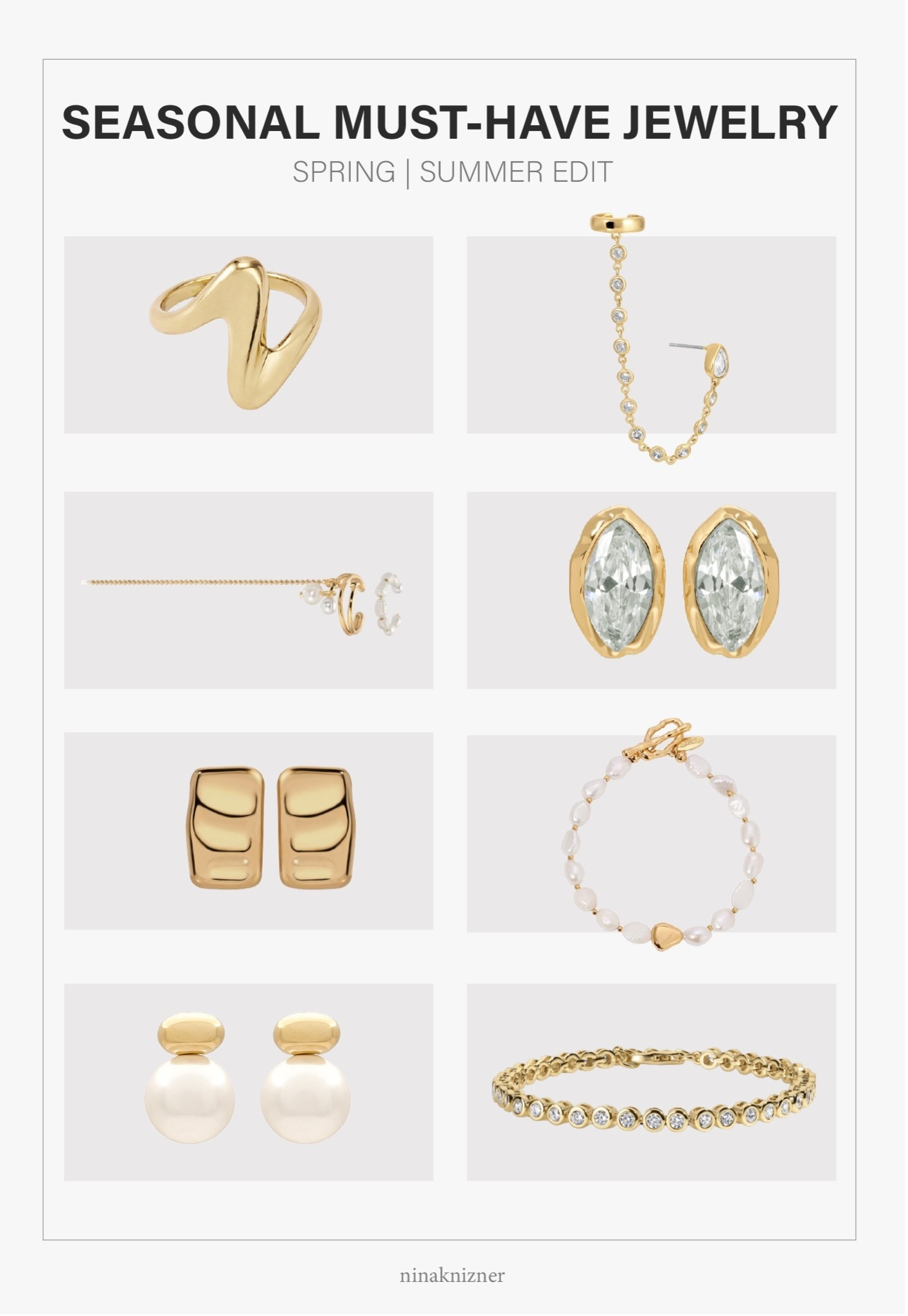 Gorgeous statement jewelry I’m loving for late spring and summer.
Each one of these makes a perfect gift, especially for Mother’s Day.

I love, own and use all of these (the only one that I’m yet to get is the Crystal Luxe Mini Studs, it’s on my wishlist right now). Also, linking similar ones that I’m eyeing right now. 

- Hey Harper - September Milo Ring
- Ettika - Ear Cuff Crystal Chain Stud
- Ettika - Pearl Drama Ear Cuff Set
- Ettika - Crystal Luxe Mini Studs
- Ettika - Molten Edge Stud Earrings
- Ettika - Freshwater Pearl Bracelet
- SHASHI - Empress Pearl Earring in Gold
- Electric Picks - Jewel Bracelet 

#spring #summer #travel #beach #vacation #destinations #coastal #westcoast #coastalcalifornia #vacation  #mediterranean #europeansummer #essentials #basics #staples #capsulewardrobe #minimalist 
 #neutral #accessories #springaccessories #summeraccessories #jewelry #bracelet #ring #earring #earcuffs #pearl #studs #ettika

#LTKSeasonal #LTKgrwm #LTKMothersDay