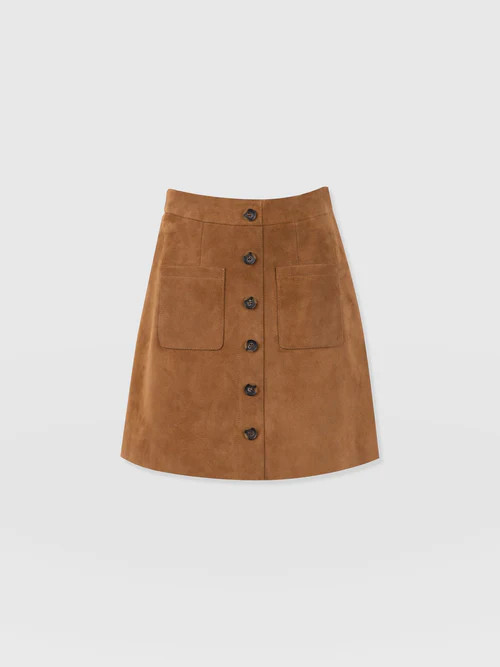 Luther Suede Mini Skirt- Camel | Saint + Sofia