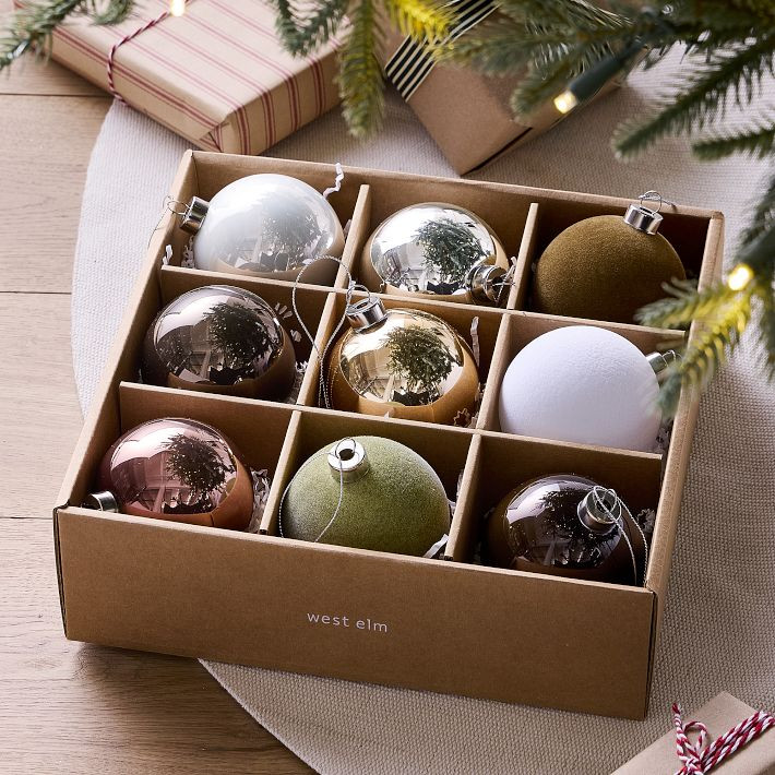 Neutrals Glass Ball Ornaments (Set of 9) | West Elm (US)