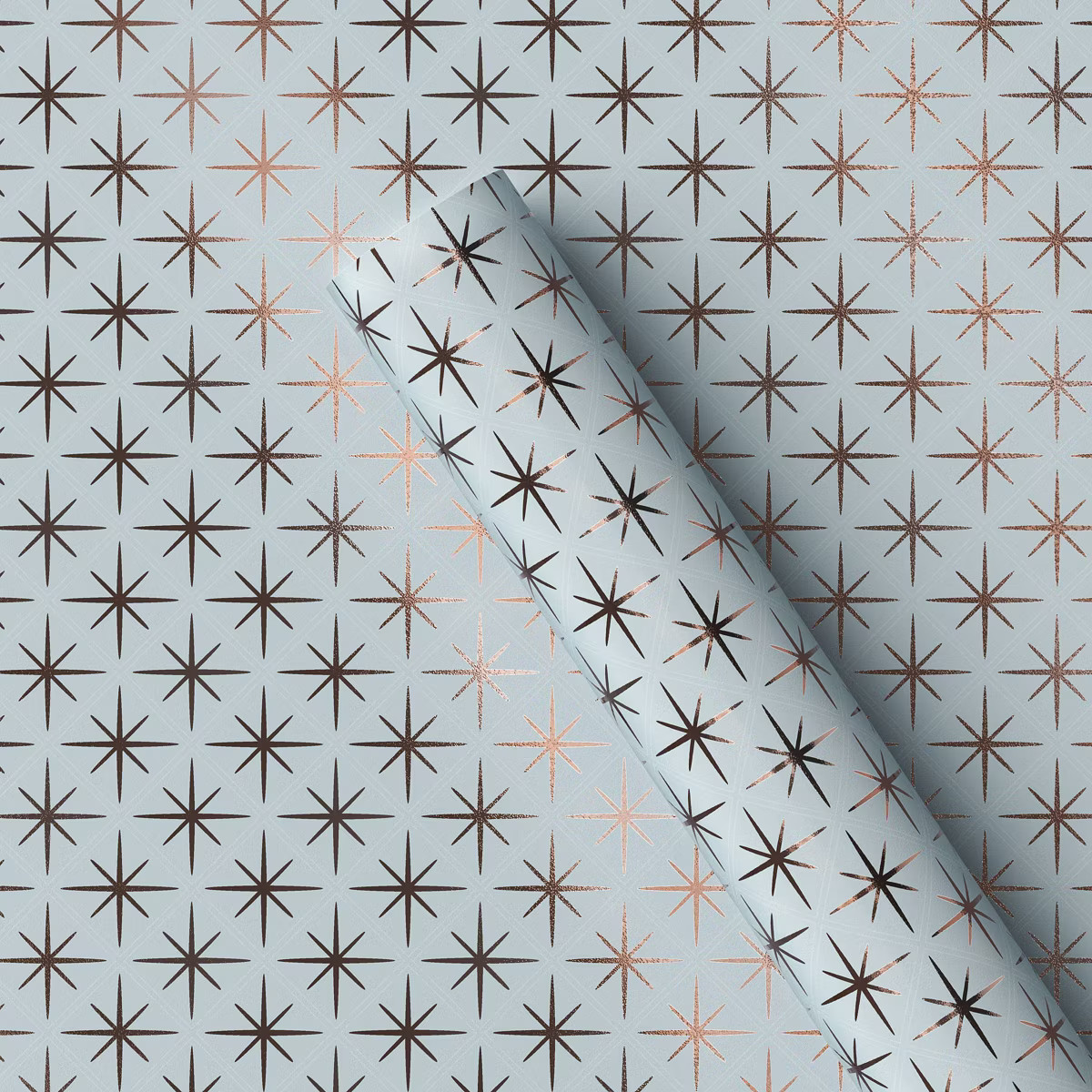 30" 25 sq ft Christmas Roll Wrap Silver Stars on Light Blue - Wondershop™ | Target