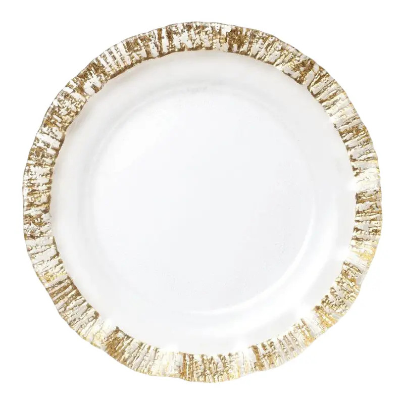 Rufolo Gold Rim Charger Plate from Kenneth Ludwig Chicago | Chairish