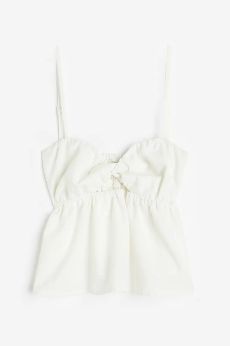 Twist-detail peplum top | H&M (UK, MY, IN, SG, PH, TW, HK)