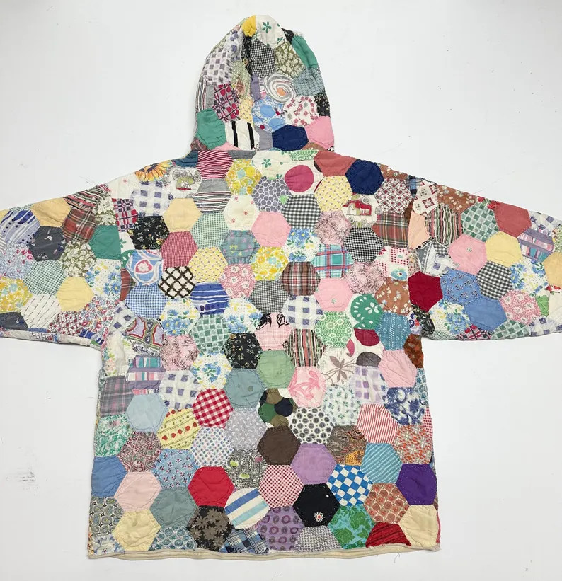 Upcycled Handmade Hexagon Quilt Hoodie Size Large | Etsy (US)