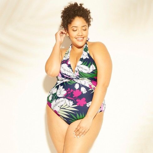 Women's Plus Size Twist Front One Piece Swimsuit - Kona Sol™ | Target