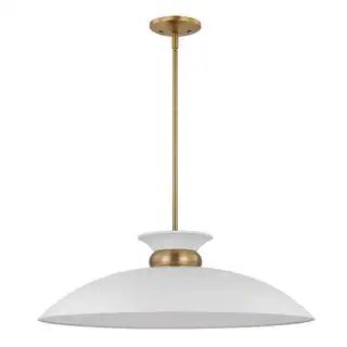 Perkins 1 Light Large Pendant Matte White with Burnished Brass - Overstock - 35242244 | Bed Bath & Beyond