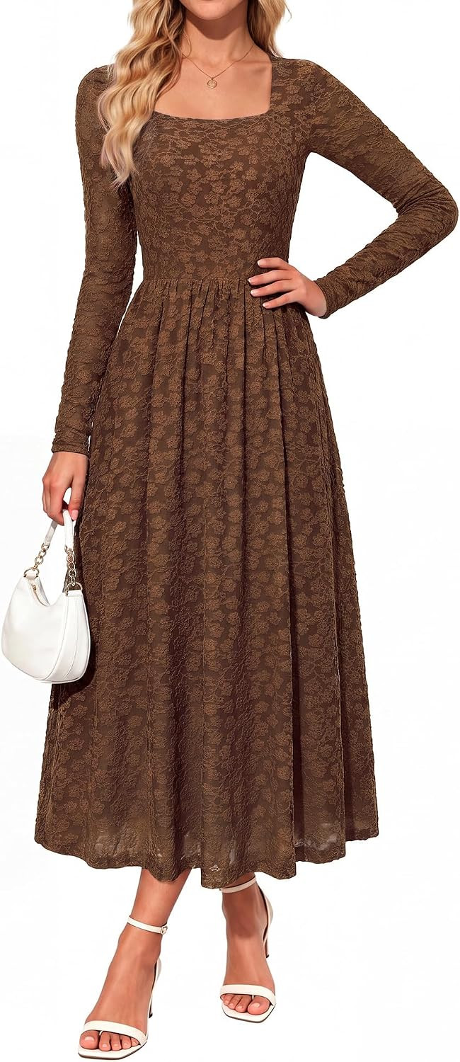 GRACE KARIN Women's Fall Wedding Guest Long Sleeve Midi Dress | Amazon (US)