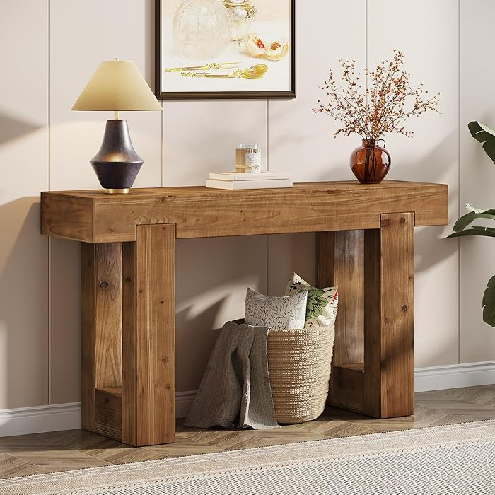 Tribesigns 55-Inch Long Console Table, Solid Wood Rectangular Sofa Table Behind The Couch, Farmho... | Amazon (US)