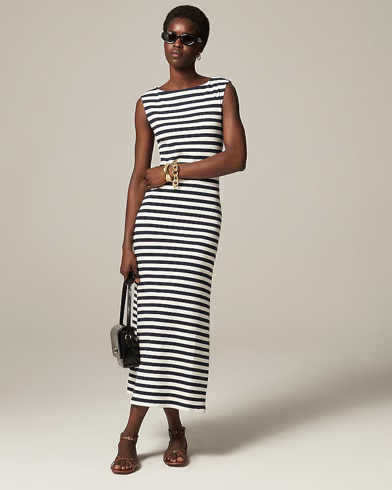 Knit boatneck midi dress in stripe | J. Crew US