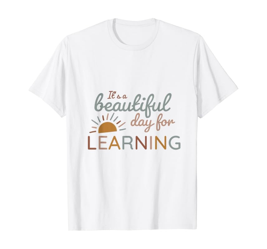 Back To School It's A Beautiful Day For Learning Teacher T-Shirt | Amazon (US)