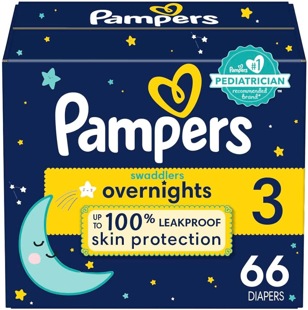Diapers Size 3, 66 Count - Pampers Swaddlers Overnights Disposable Baby Diapers, Super Pack (Packagi | Amazon (US)