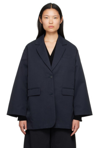 Navy Oversize Rain Blazer | SSENSE