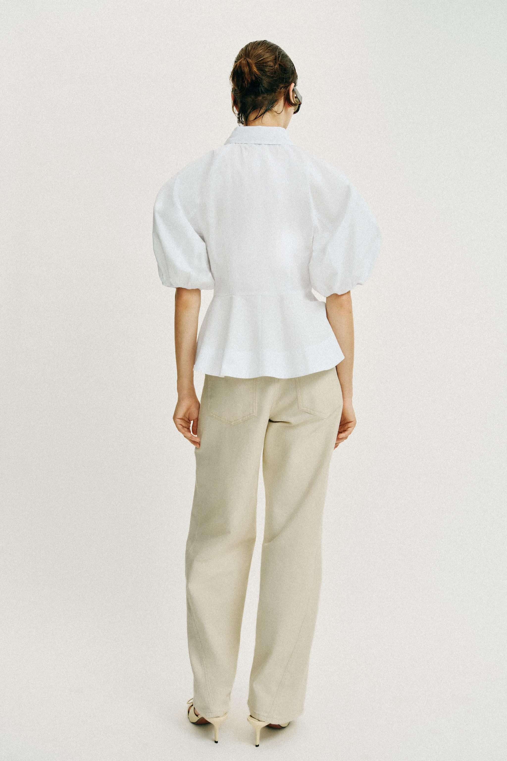 PEPLUM SHIRT WITH PUFF SLEEVES | Zara US