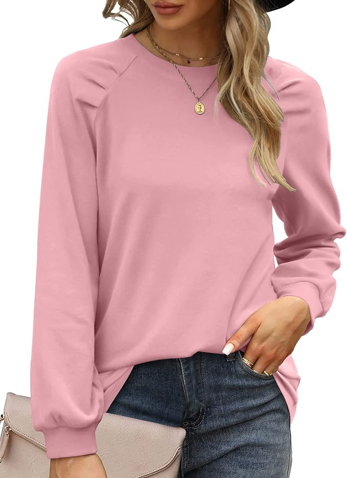 XIEERDUO Women's Crewneck Sweatshirts 2022 Fall Trendy Puff Sleeve Dressy Shirts Winter Casual Pu... | Amazon (US)