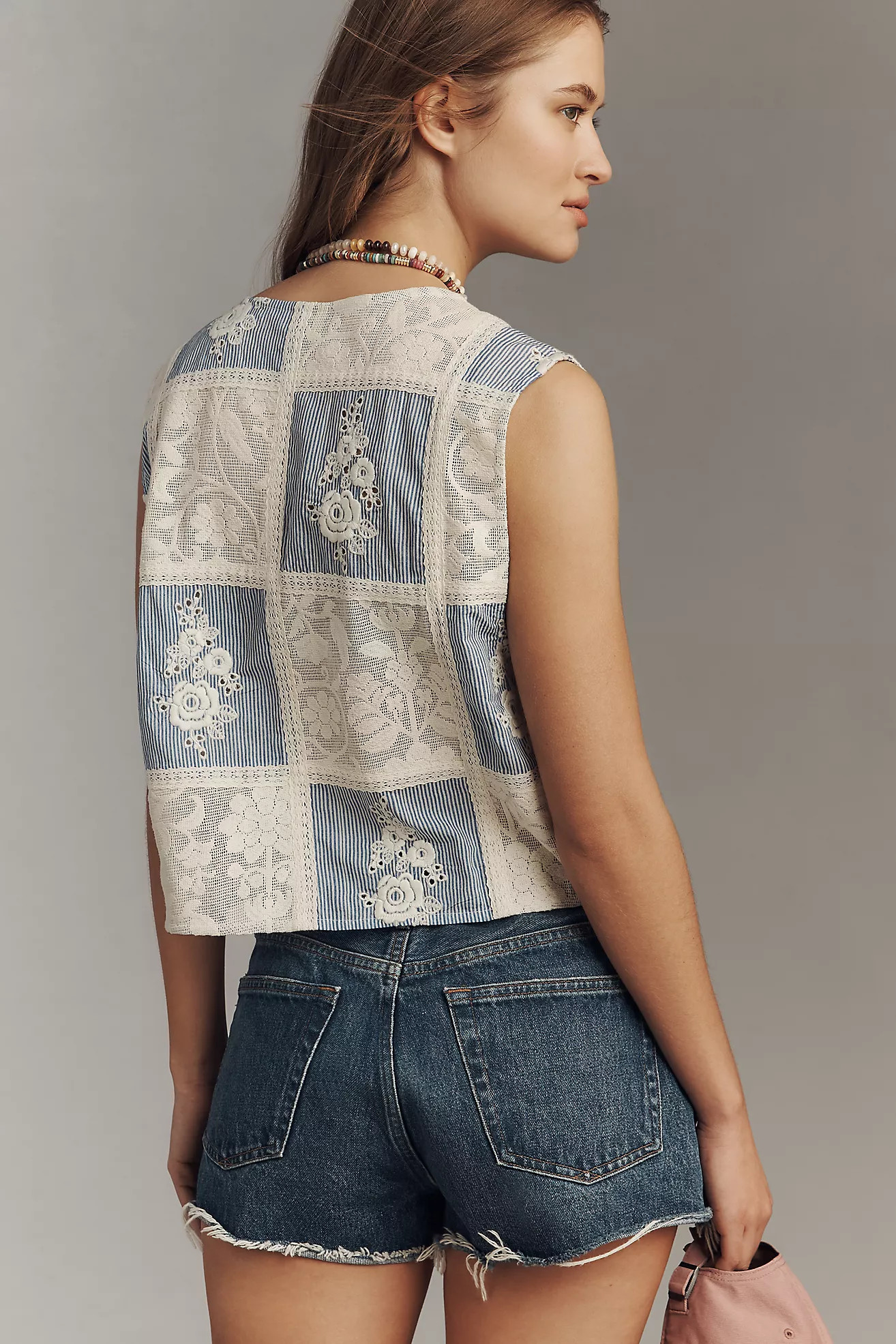 Maeve Patchwork Tie-Front Vest | Anthropologie (US)
