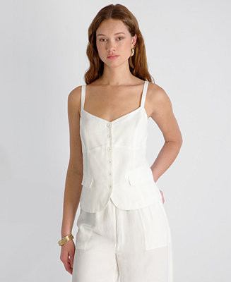 Women's Cooper Linen Tailored V-Neck Cami Top | Macy's