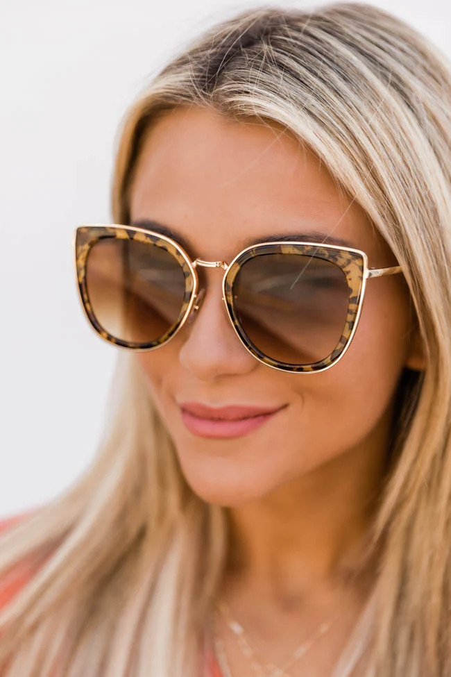 Layover Flight Leopard Print Gold Sunglasses | Pink Lily