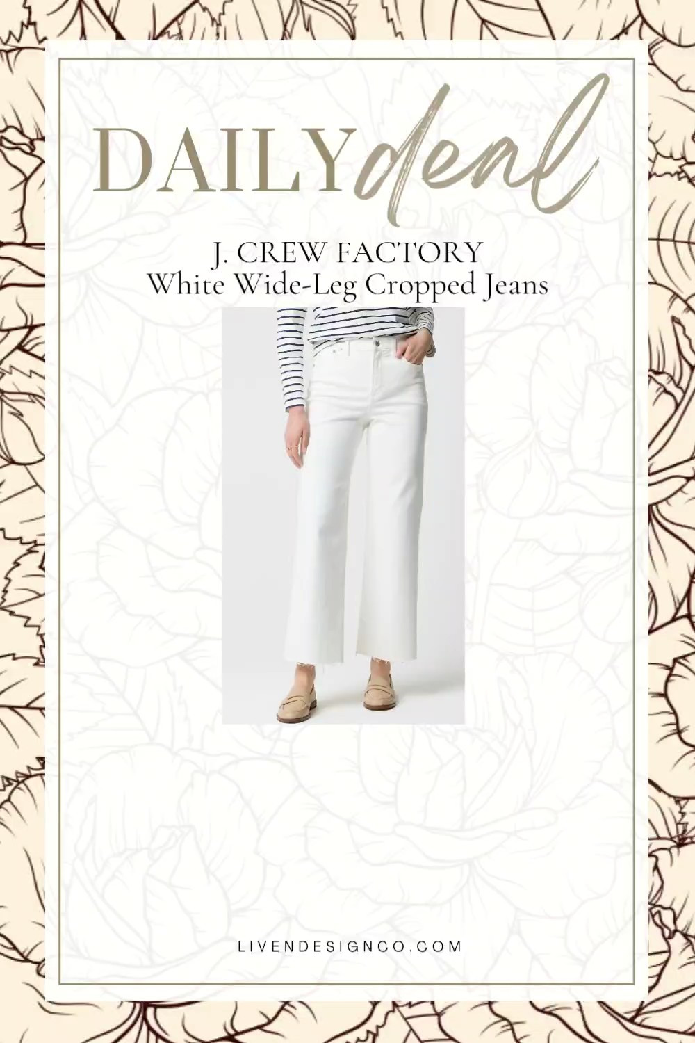 Daily deal J. Crew Factory white wide leg jeans. Spring style. Cropped denim

#LTKSeasonal #LTKSaleAlert