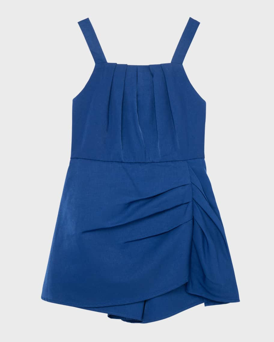 Habitual Navy Gathered Neck Romper | Neiman Marcus