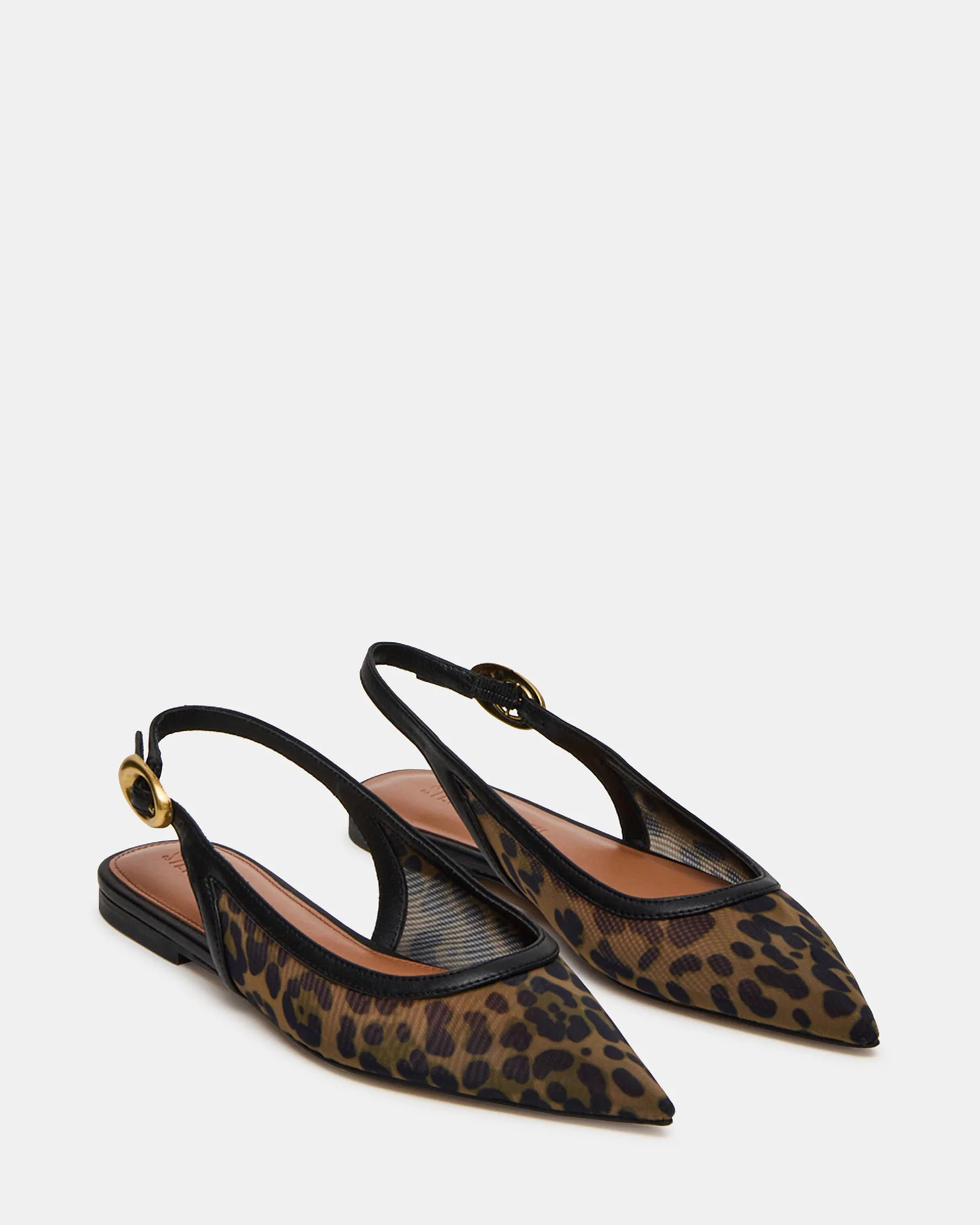 OTTIE Black/Leopard Pointed-Toe Slingback Flat | Women's Flats | Steve Madden (US)