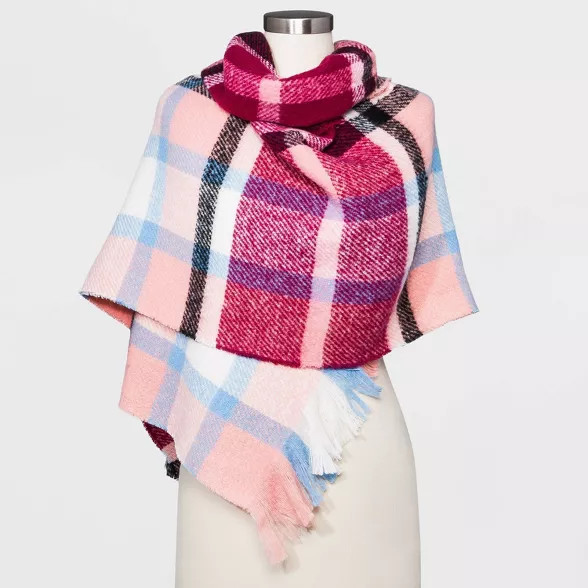 Women's Plaid Blanket Scarf - A New Day™ Pink | Target