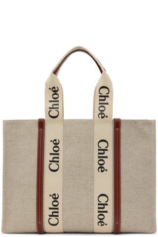 Beige Large Woody Tote | SSENSE