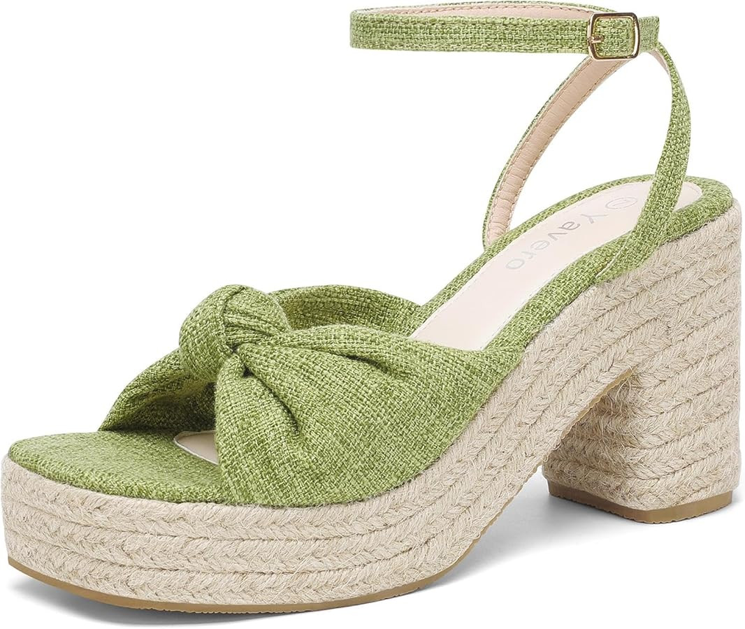 Yavero Women's Espadrille Platform Wedge Sandals Open Square Toe Chunky Sandals Bow Sandals for V... | Amazon (US)