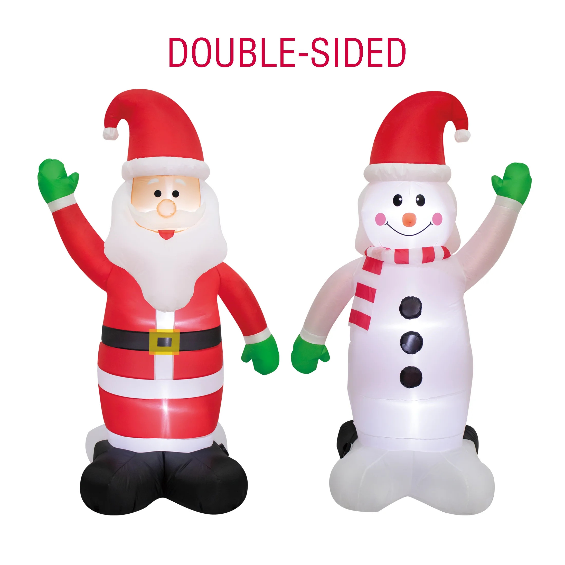 6 ft Reversible Santa and Snowman Christmas Airblown Yard Inflatable, Red, by Holiday Time | Walmart (US)