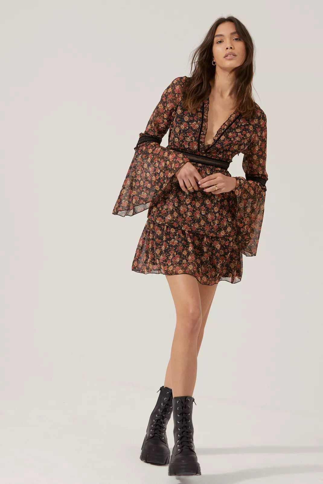 Bohemian Bell Sleeve Floral Mini Dress | NastyGal (UK, IE)