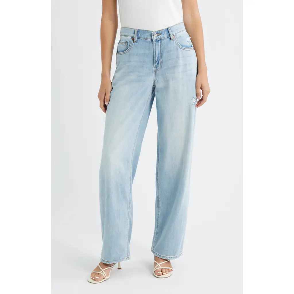 HIDDEN JEANS High Waist Baggy Wide Leg Jeans in Light Wash at Nordstrom, Size 29 | Nordstrom