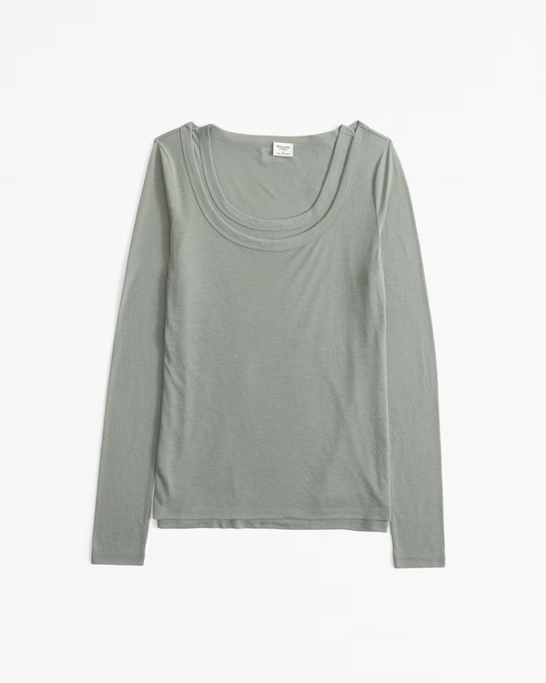 Women's Long-Sleeve Balletic Scoopneck Top | Women's Tops | Abercrombie.com | Abercrombie & Fitch (US)