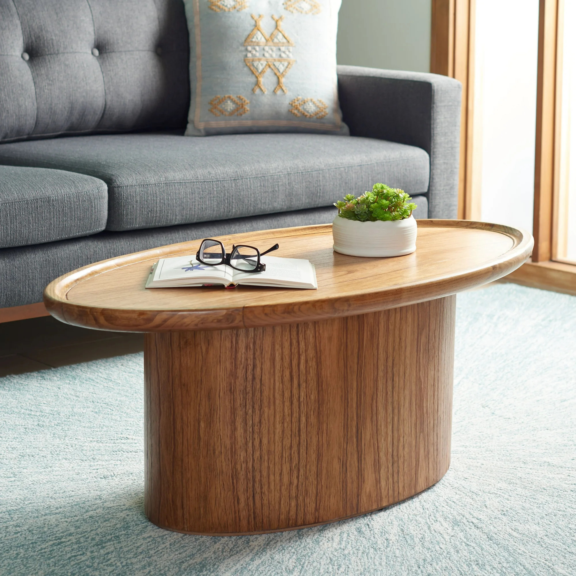 SAFAVIEH Flyte Rustic Wood Oval Coffee Table, Natural | Walmart (US)