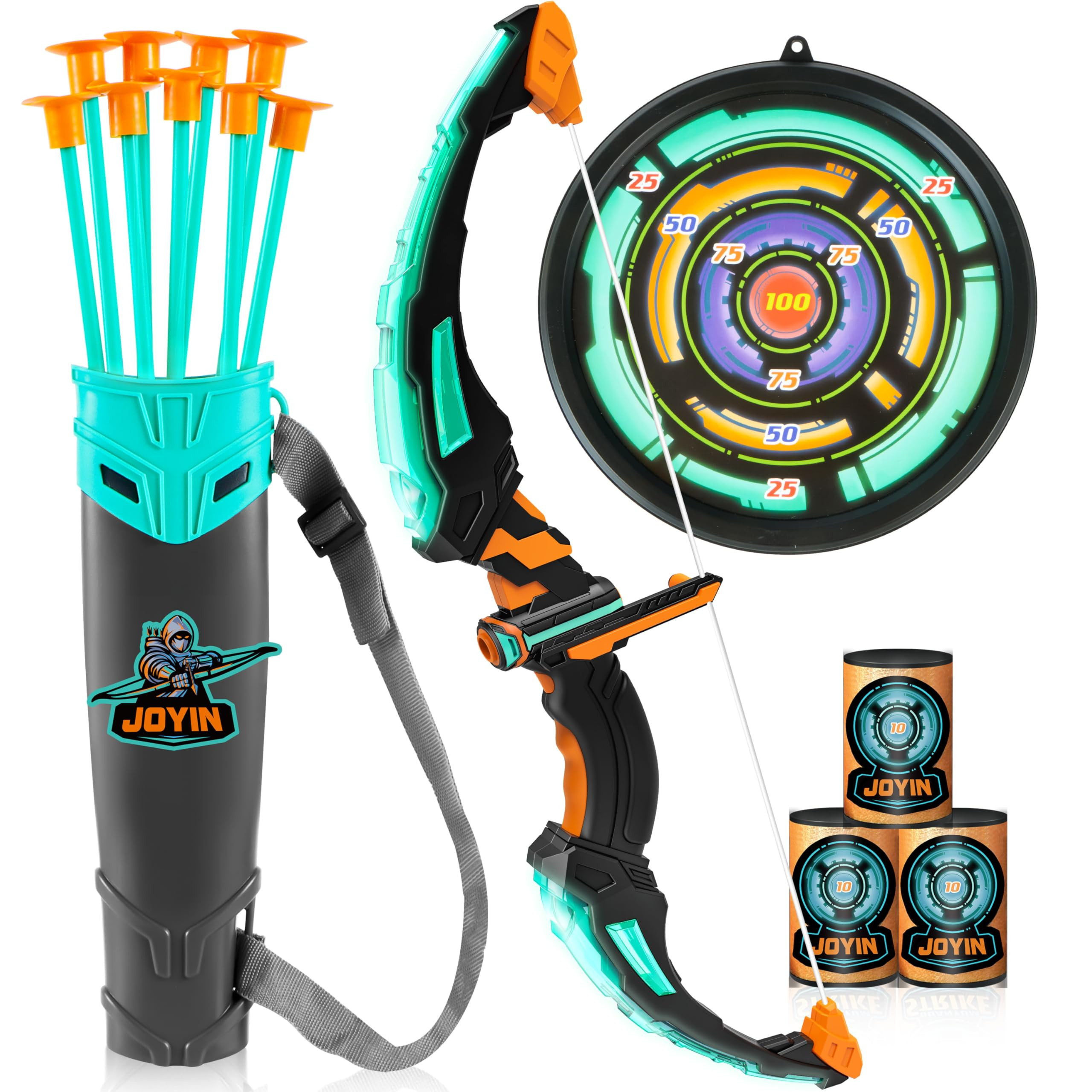 JOYIN Kids Bow and Arrow Set, LED Light Up Archery Toy Set with 9 Suction Cup Arrows, Target & Ar... | Amazon (US)