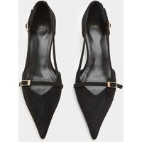 M&S Buckle Detail Kitten Heel Pointed Court Shoes Black | Marks & Spencer (UK)