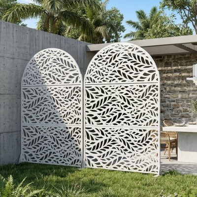 Spring Flowing Leaf Arch Galvanized Steel Privacy Screen White, Indoor Outdoor Freestanding Decorative Room Divider for Patio Garden 72×47×16 Inch | Target