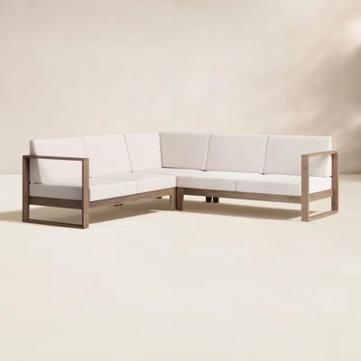 Cove 90.4" W Solid Eucalyptus Wood L-Shaped Patio Sectional with Cushions | Wayfair North America