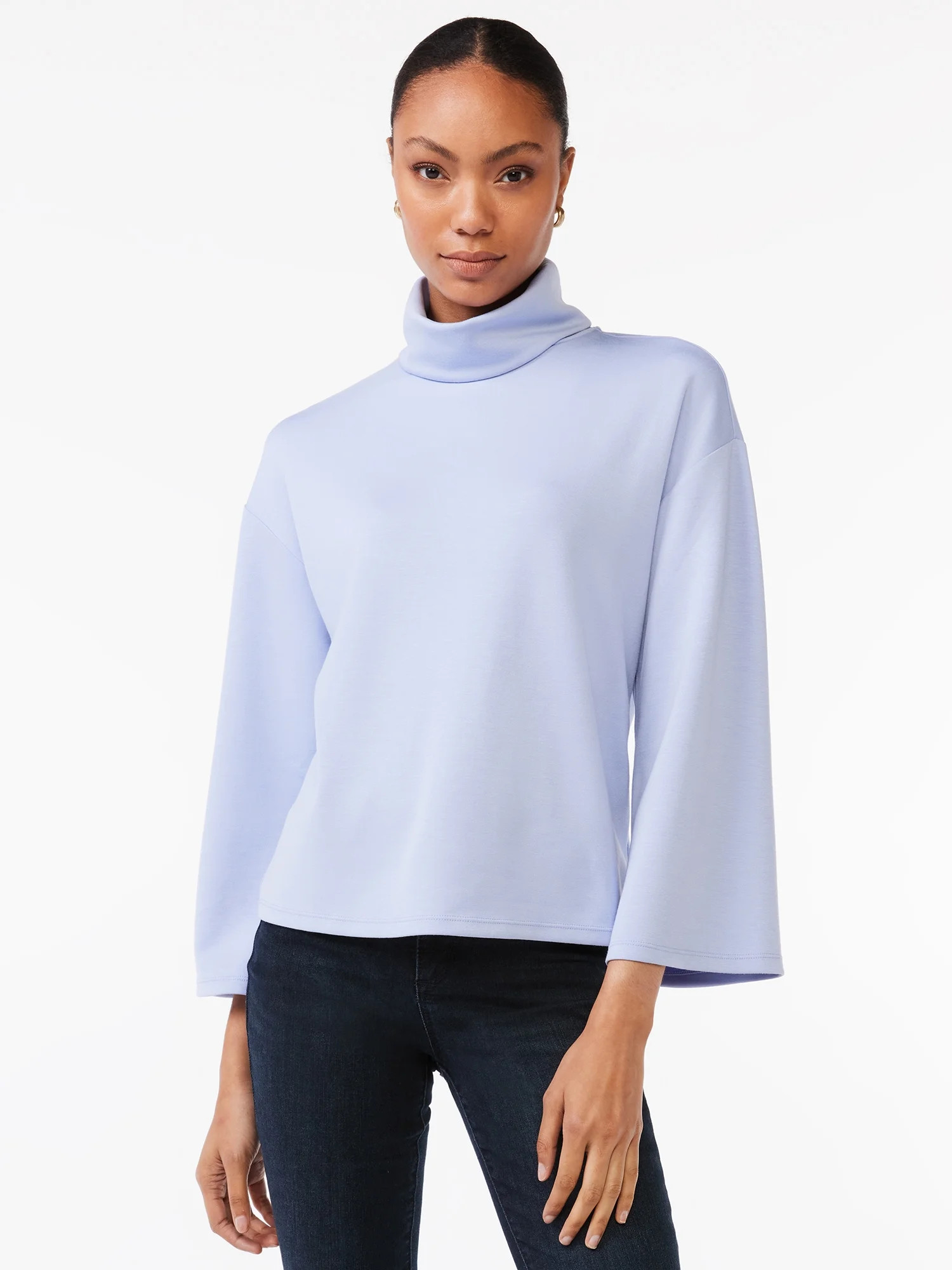 Scoop Women's Scuba Knit High Neck Top - Walmart.com | Walmart (US)