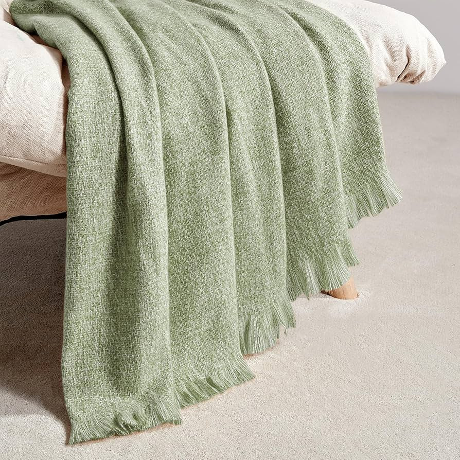 BOURINA Faux Cashmere Fringe Throw Blanket Decorative Lightweight Throw Soft Cozy for Bed or Sofa... | Amazon (US)
