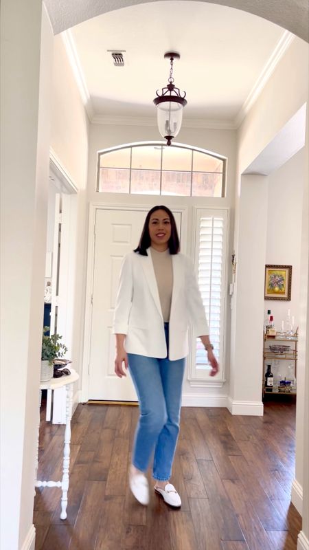 Spring Outfits of the Week

Monday - In Office
- Boucle Jacket: Size Medium 
- High Neck Bodysuit: Size Medium 
- Winter White Ankle Pants: Size 6
- Nude Pumps: Size 8

Tuesday - Work From Home
- Gingham Button Down: Size Medium 
- Slim Jeans: Size 6
- White Mules: Size 8 1/2 - Sized Up 1/2 Size

Wednesday - Work From Home
- Flannel: Size Medium 
- Cotton Tee: Size Medium 
- Dark Button Fly Jeans: Sold Out
- White Sneakers: Size 8

Thursday - In Office
- Navy Blazer: Size 6
- Scoop Neck Bodysuit: Size Medium 
- White Wide Leg Pants: Size 4
- Nude Pumps: Size 8

Friday - Travel Outfit
- Collared Sweater: Size Medium 
- Faux Leather Leggings: Size Medium 
- White Sneakers: Size 8

Friday - Dinner Outfit 
- White Blazer: Size 6 
- Sweater Tank: Sold Out
- Light Straight Jeans: Size 27/4
- White Mules: Size 8 1/2 - Sized Up 1/2 Size

#LTKSeasonal #LTKstyletip #LTKworkwear