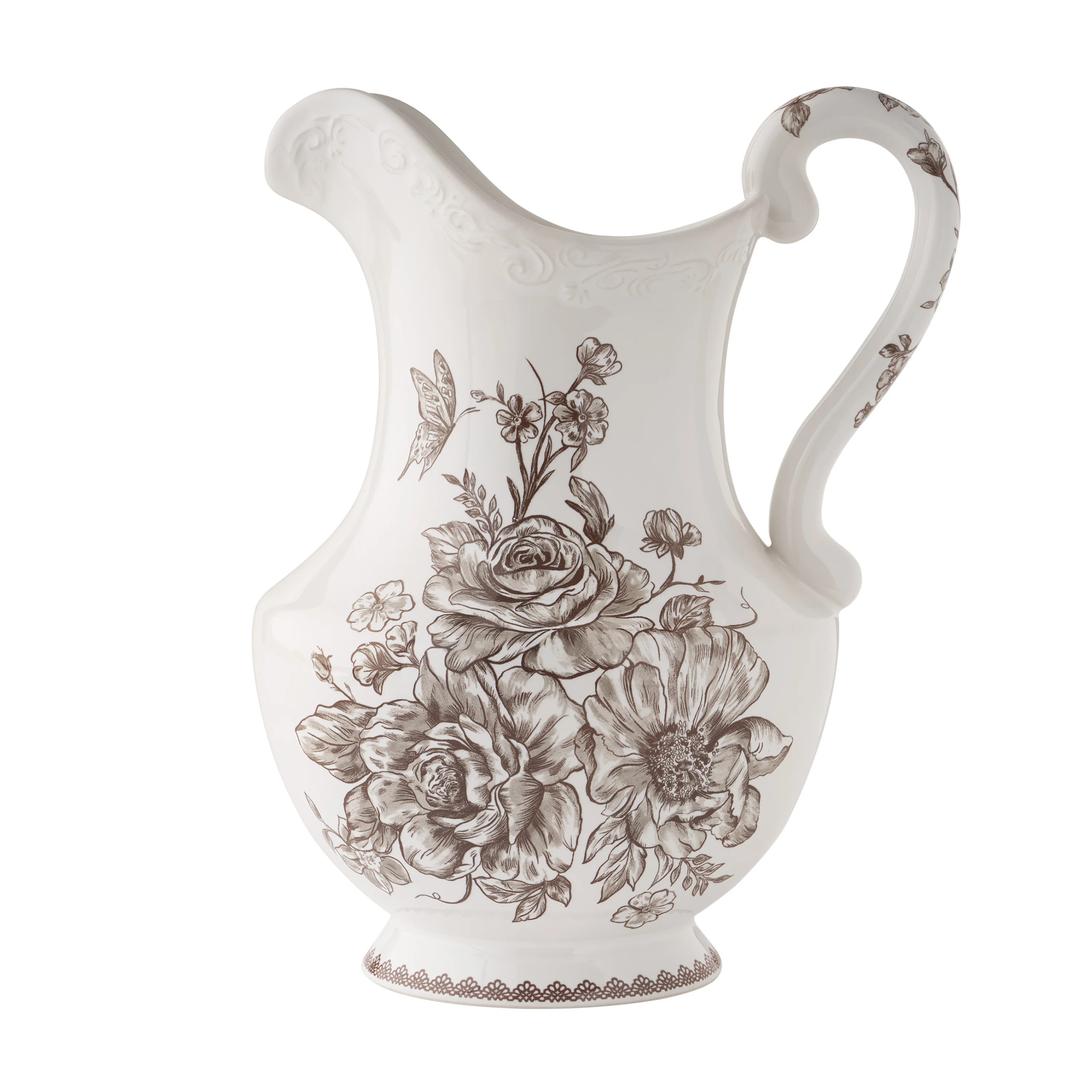 The Pioneer Woman Agatha Stoneware 2-Quart Pitcher, Brown | Walmart (US)