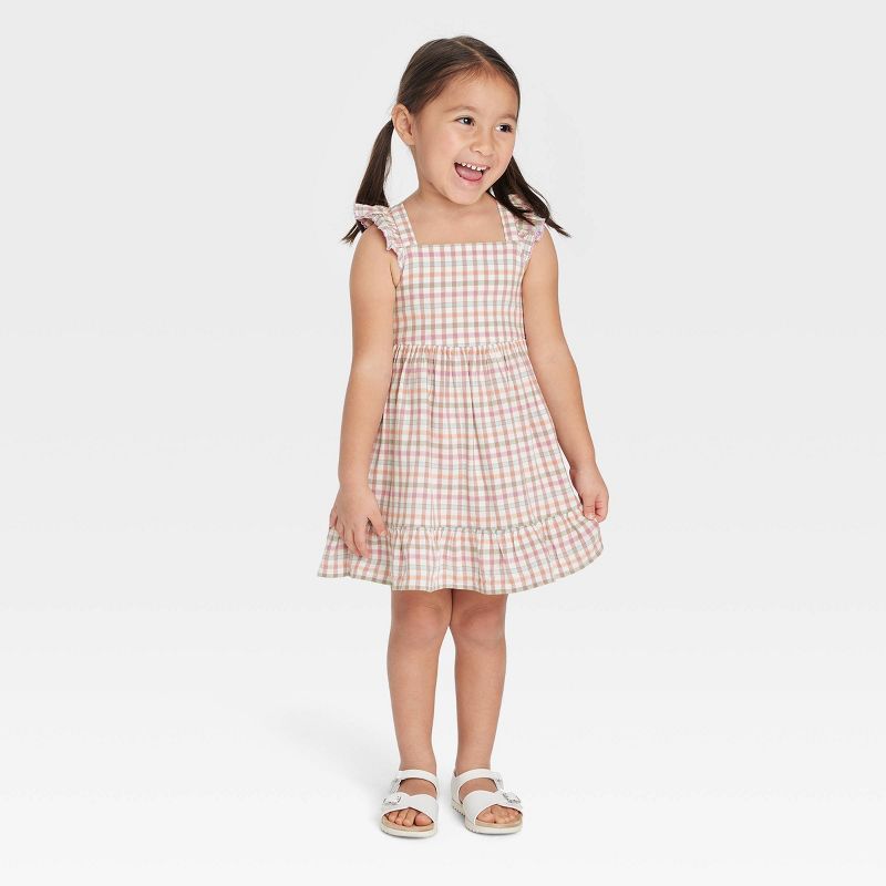 Toddler Girls' Gingham Checkered Dress - Cat & Jack™ Cream | Target