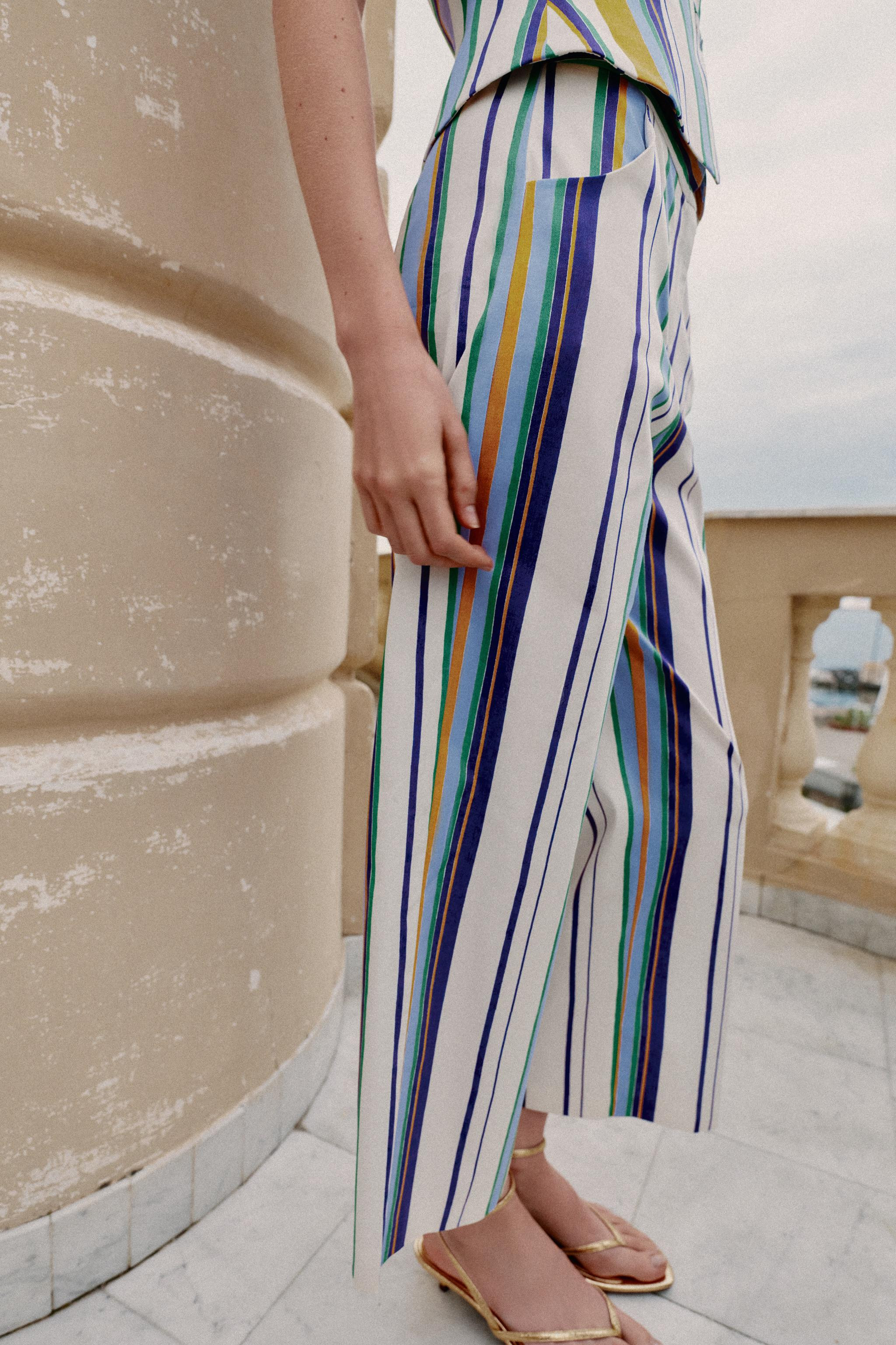 STRIPED STRAIGHT LEG PANTS | Zara US