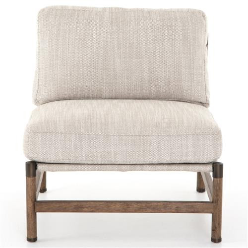 Phei Rustic Lodge Beige Performance Brown Wood Occasional Chair | Kathy Kuo Home