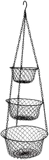 malmo 3-Tier Wire Fruit Hanging Basket, Vegetable Kitchen Storage Basket, Iron Wire Black (Basket... | Amazon (US)