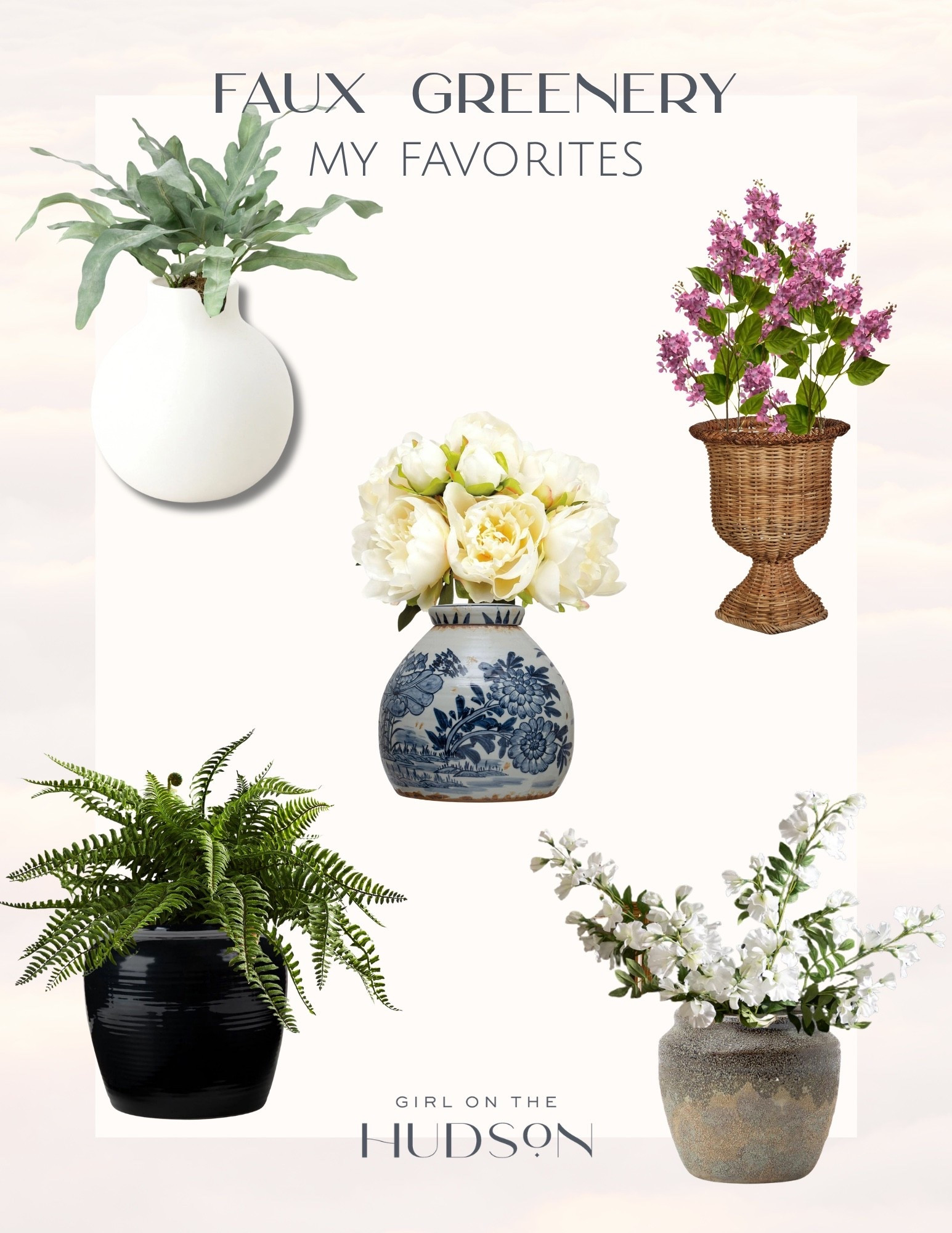 If there’s one decorating trick I always come back to, it’s layering in faux greenery and florals. They instantly make a room feel more finished without the upkeep, and these are the stems and plants I find myself using throughout our home again and again. Rounded up all of my favorite faux greenery finds in one place!

faux greenery, faux plants, faux florals, home decor, coffee table decor, shelf styling, living room decor, entryway decor, home styling, timeless home decor, GirlOnTheHudson