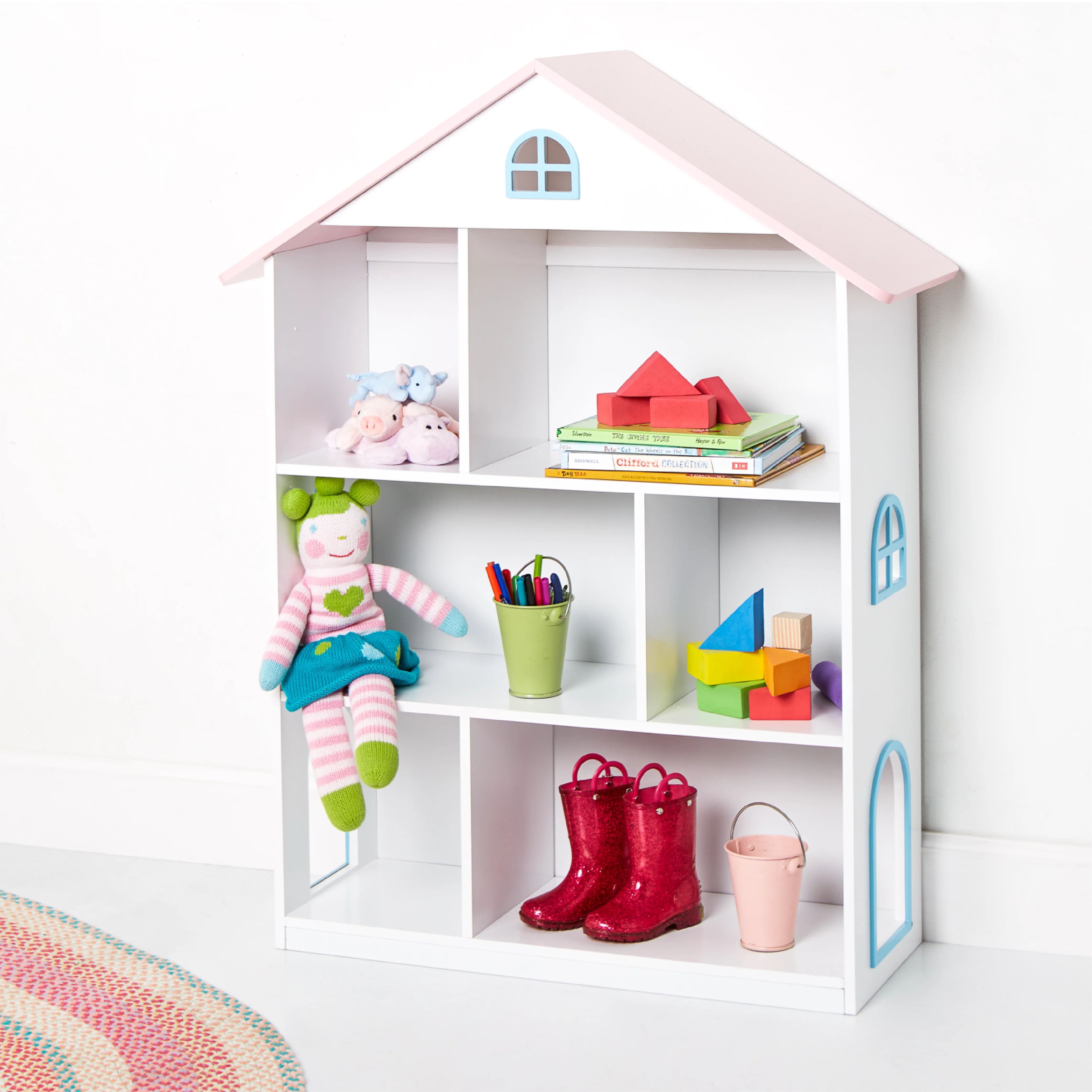 Wildkin Kids Dollhouse Bookshelf, 3-Tier, White or Gray | Walmart (US)