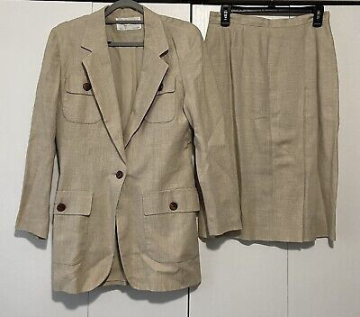 Christian Dior the suit 2 piece jacket blazer skirt size 10 linen  | eBay | eBay US