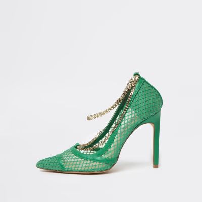 Green neon chain mesh court shoes | River Island (UK & IE)