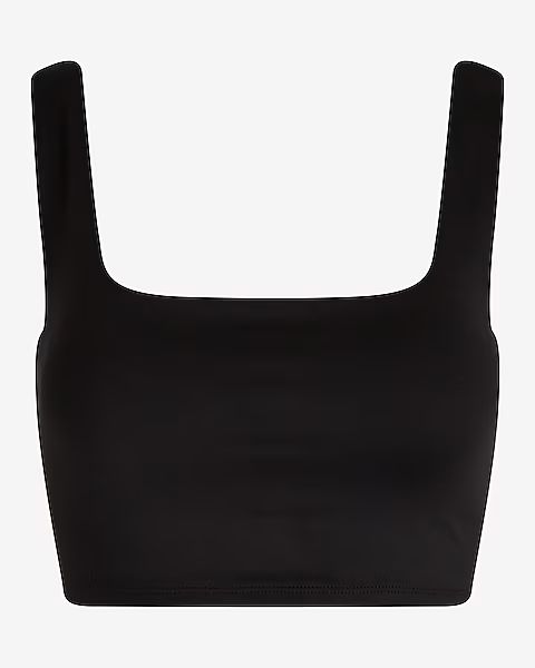 Body Contour High Compression Square Neck Cropped Tank With Bra Cups | Express (Pmt Risk)