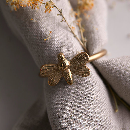Brass Bee Napkin Rings, Set of 4 | Terrain