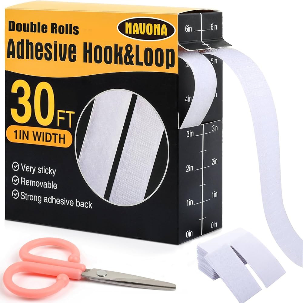 Navona 30Ft x 1 Inch Hook and Loop Strips with Adhesive – 2 Rolls Heavy Duty Hook and Loop Tape... | Amazon (US)